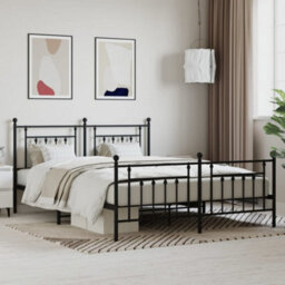 Berkfield Metal Bed Frame With Headboard And Footboard Black 180X200 Cm - thumbnail 1