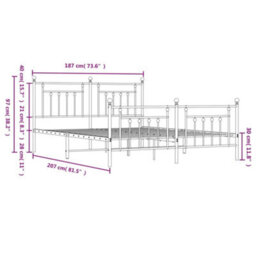 Berkfield Metal Bed Frame With Headboard And Footboard Black 180X200 Cm - thumbnail 9