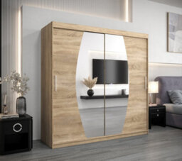 Arte Elypse Sliding Door Wardrobe In Oak Sonoma - Spacious Storage Unit With Shelves And Hanging Rails (W2000mm X H2000mm X D620mm) - thumbnail 2