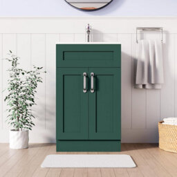 Belofay 500mm Bathroom Vanity Units With Basin With White Ceramic Bathroom Sink Soft Close Hinges & 1 Tap Hole (Crawley Green) - thumbnail 1