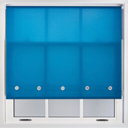 Furnished Daylight Roller Blind With Round Eyelets - Teal Trimmable, 100Cm X 165Cm