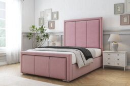 "Sloomy Lancaster Pink Plush Bed Frame With Mattress With 50"" Upholstered Headboard 2'6 Small Single" - thumbnail 2
