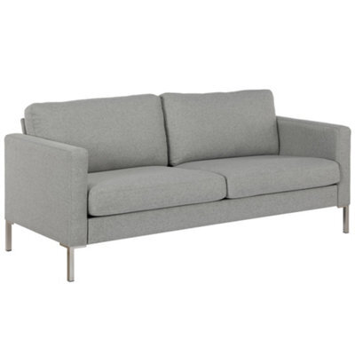 Dorel Fabry 3-Seater Sofa In Fabric Grey With Steel Legs - image 1