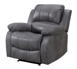 Recliner Manual Chair In Grey Faux Leather Suede - thumbnail 5