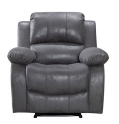 Recliner Manual Chair In Grey Faux Leather Suede - thumbnail 4