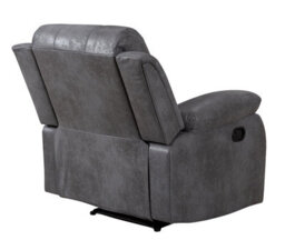 Recliner Manual Chair In Grey Faux Leather Suede - thumbnail 7