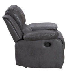 Recliner Manual Chair In Grey Faux Leather Suede - thumbnail 6