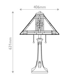 Luminosa Lighting Elstead Quoizel Navajo Table Lamp Traditional Bronze, Art Glass Shade 2X E27 - thumbnail 3