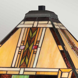 Luminosa Lighting Elstead Quoizel Navajo Table Lamp Traditional Bronze, Art Glass Shade 2X E27 - thumbnail 5