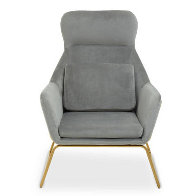 Orsina Grey Velvet Armchair, Easy Care Velvet Accent Armchair, Indoor Dining With Velvet Bedroom Chair - image 1
