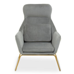 Orsina Grey Velvet Armchair, Easy Care Velvet Accent Armchair, Indoor Dining With Velvet Bedroom Chair - thumbnail 1