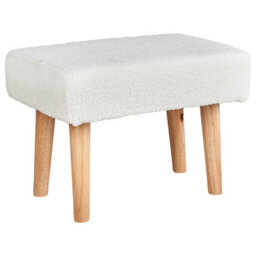 Wyld and Coco Nordicnest White Bouclé Footstool With Rubberwood Legs, Rectangular Compact Design (W50 X D30 X H35Cm) - thumbnail 5