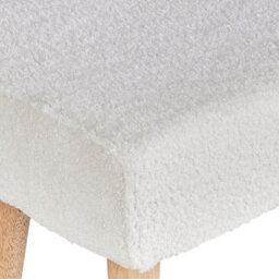 Wyld and Coco Nordicnest White Bouclé Footstool With Rubberwood Legs, Rectangular Compact Design (W50 X D30 X H35Cm) - thumbnail 6