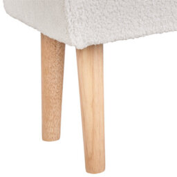 Wyld and Coco Nordicnest White Bouclé Footstool With Rubberwood Legs, Rectangular Compact Design (W50 X D30 X H35Cm) - thumbnail 8