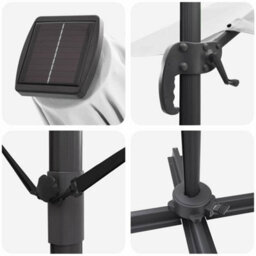 Berkfield Roma Cantilever Parasol With Solar Leds - Sand - 286 X 285 X 270 Cm - Aluminium - thumbnail 9