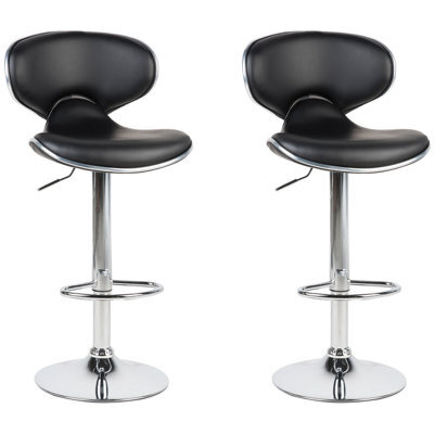 Beliani Set Of 2 Bar Chairs Conway Faux Leather Swivel Black - image 1
