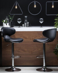 Beliani Set Of 2 Bar Chairs Conway Faux Leather Swivel Black - thumbnail 2