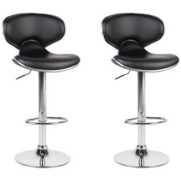 Beliani Set Of 2 Bar Chairs Conway Faux Leather Swivel Black - thumbnail 1
