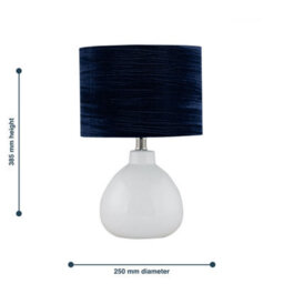First Choice Lighting Set Of 2 Tuscan White Ceramic Lamps With Navy Crushed Velvet Shade - thumbnail 8