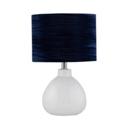 First Choice Lighting Set Of 2 Tuscan White Ceramic Lamps With Navy Crushed Velvet Shade - thumbnail 2