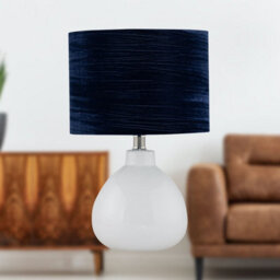 First Choice Lighting Set Of 2 Tuscan White Ceramic Lamps With Navy Crushed Velvet Shade - thumbnail 6