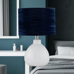 First Choice Lighting Set Of 2 Tuscan White Ceramic Lamps With Navy Crushed Velvet Shade - thumbnail 7
