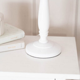 Valuelights Victoria Traditional White Wood Candlestick Table Lamp With Navy Blue Drum Shade - Led Bulb Included - thumbnail 3