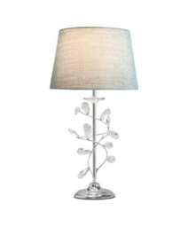 Lighting Supermarket Crystal Glass Leaf Design Modern Chrome Table Lamp With Blue Gold Shade - thumbnail 2