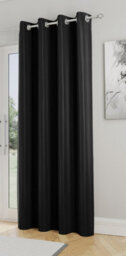 Enhanced Living Nightfall Plain Supersoft Black Thermal Blockout (Single) Eyelet Door Curtain - 66 X 84 Inch (168 X 214Cm)