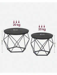 LEDREM Small Round Coffee Table Set Of 2, With Steel Frame, For Living Room, Bedroom, Office, Black - thumbnail 6