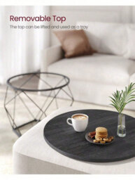 LEDREM Small Round Coffee Table Set Of 2, With Steel Frame, For Living Room, Bedroom, Office, Black - thumbnail 5