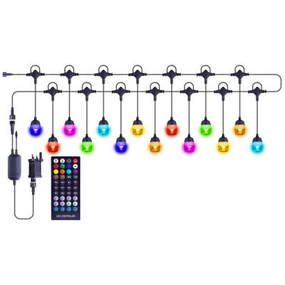 Colour Changing 14 Led Lamp Festoon Lights - App Or Remote Controlled Waterproof Mains Powered Indoor Outdoor Decorative Lighting - image 1
