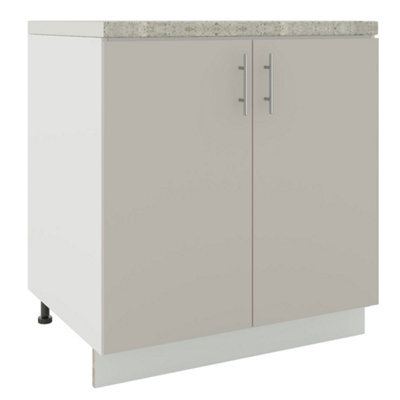 Jd Greta Adjustable Legs Kitchen Base Unit 800mm Storage Cabinet With Door Shelf 80Cm - Cashmere Matt With Worktop - image 1