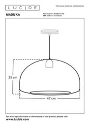 Lucide Maduka - Pendant Light - 1Xe27 - Brown - thumbnail 8