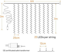 720 Leds Christmas Icicle Lights Outdoor Blue & White Snowing Bright Party Wedding Xmas Lights - thumbnail 6