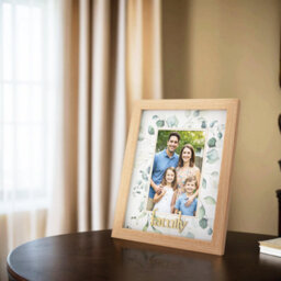 Happy Homewares Modern Oak Mdf Gold Family Picture Frame With Green Floral Decoration - thumbnail 5