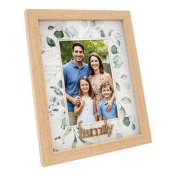 Happy Homewares Modern Oak Mdf Gold Family Picture Frame With Green Floral Decoration - thumbnail 2