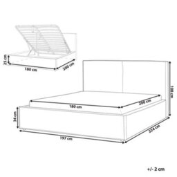 Beliani Ottoman Bed Boucle Moissac 180 X 200 Cm (Eu Super King) Off-White - thumbnail 3