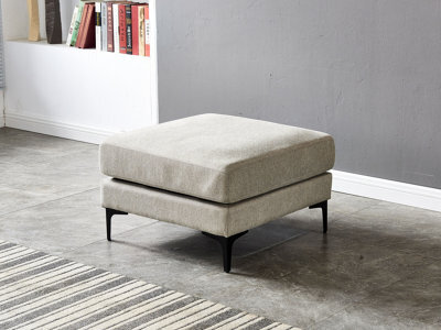 Grey Ottoman With Black Metal Legs - image 1