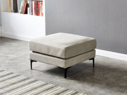 Grey Ottoman With Black Metal Legs