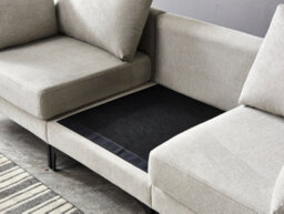 Grey Ottoman With Black Metal Legs - thumbnail 4