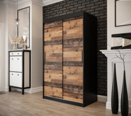 Arte Tilburg Contemporary 2 Sliding Door Wardrobe 5 Shelves 2 Rails Dark Oak Effect And Black (H)2000mm (W)1200mm (D)620mm - thumbnail 2