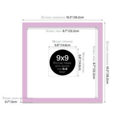 "9X9"" Lilac Picture Frame - 9X9"" Square Frame With 6X6"" Mount For 9X9""/6X6"" Pictures Moderrn Style Thin Edge, 1 Pack" - thumbnail 2