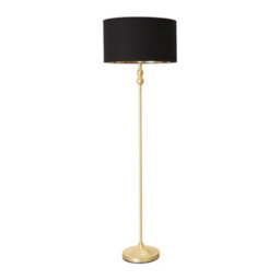Valuelights Maggie Gold Metal Candlestick Floor Lamp With Black And Metallic Gold Lamp Shade And Led Bub - thumbnail 2