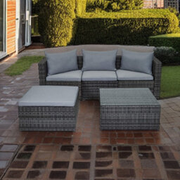 Evre Grey 4 Seat Rattan Outdoor Garden Furniture Set - Malaga With Coffee Table And Weatherproof Cover - thumbnail 3