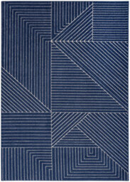 Navy Blue Easy To Clean Abstract Geometrical Luxurious Modern Rug For Living Room, Bedroom - 160Cm X 221Cm - thumbnail 8