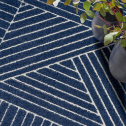 Navy Blue Easy To Clean Abstract Geometrical Luxurious Modern Rug For Living Room, Bedroom - 160Cm X 221Cm - thumbnail 3