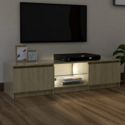 Berkfield Tv Cabinet With Led Lights Sonoma Oak 140X40X35.5 Cm - thumbnail 9