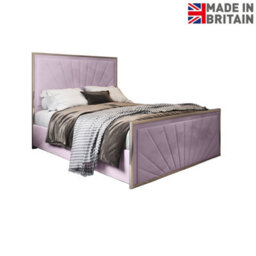 Roxy Upholstered Soft Velvet Metal Bed Frame - Pink - thumbnail 6