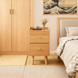 Slim Wood Bedside Table Narrow Cabinet Bedroom Nightstand W/ Drawers - thumbnail 8